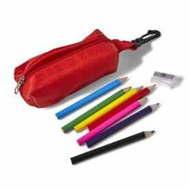 Etui met potloden en puntenslijper 4 kleuren