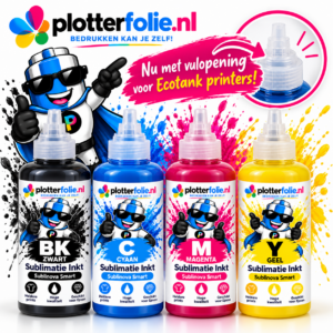 Set inktec sublinova sublimatieinkt 4x100ml in flesjes met vuldoppen voor epson ecotank sublimatie printers
