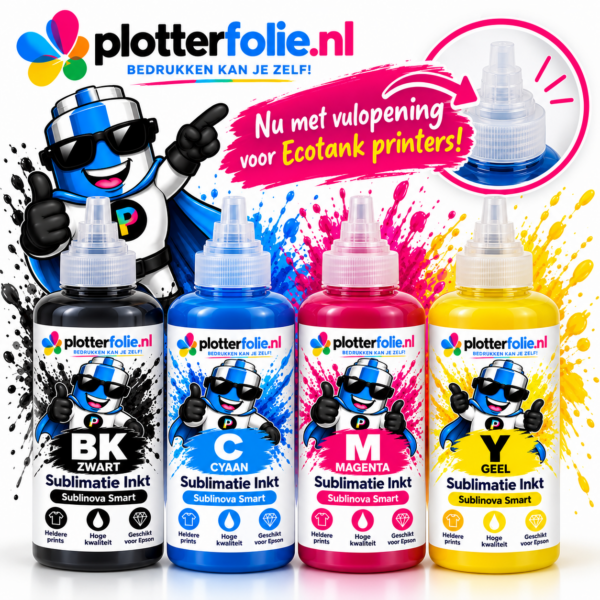 Sublinova Sublimatieinkt Set inktec sublinova sublimatieinkt 4x100ml in flesjes met vuldoppen voor epson ecotank sublimatie printers