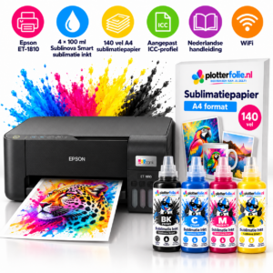 Epson ET-1810 sublimatie printer met Sublinova inkt en A4 sublimatiepapier