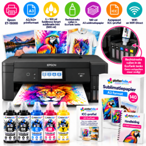 Epson ET-15000 A3+ EcoTank sublimatieprinter met Sublinova inkt en A3 sublimatiepapier