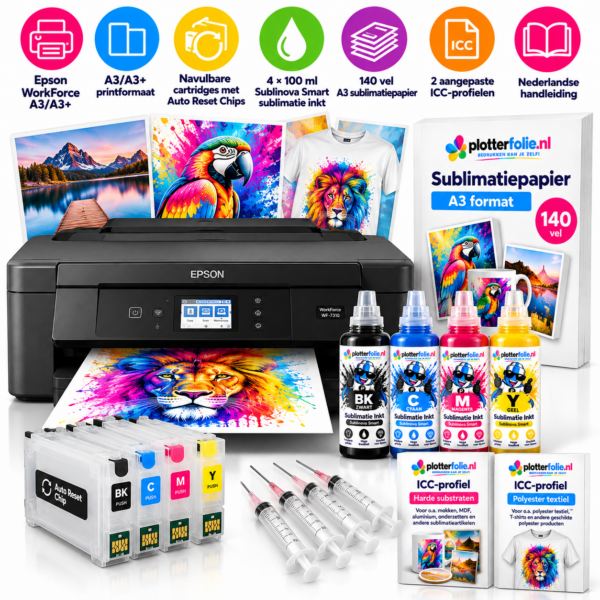 A3 sublimatieprinter met Auto Reset Chips, Sublinova inkt en A3 sublimatiepapier