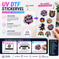 Laat eenvoudig UV DTF stickers met jouw eigen ontwerp maken. Perfect voor glazen, drinkflessen, mokken en andere harde materialen. Full color, UV-bestendig en zonder hittepers aan te brengen.