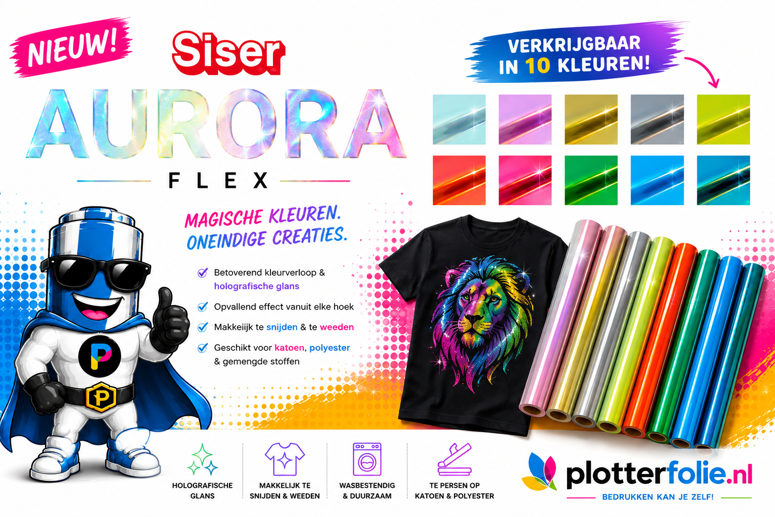 Aurora HTV – Iriserende flexfolie met een fascinerend kleurveranderend effect