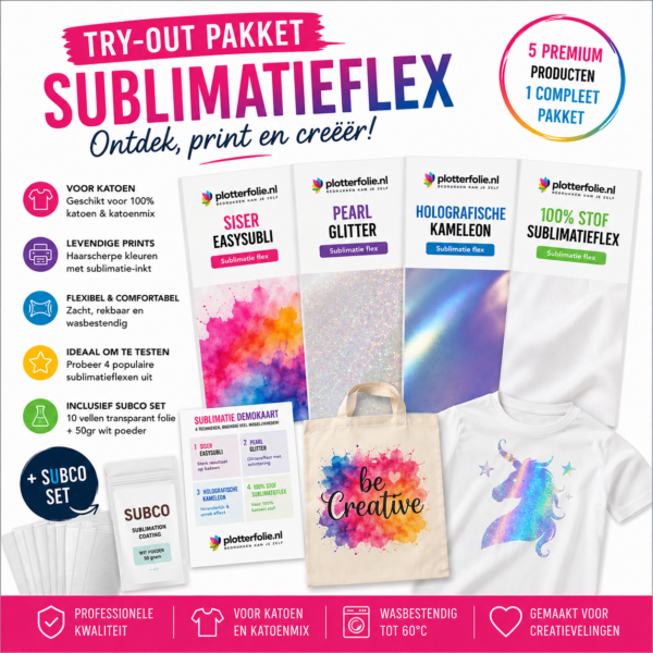 Sublimatie Flex pakket pakket met alle soorten sublimatieflex om te sublimeren op katoen
