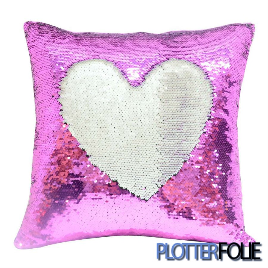 Sublimatie kussenhoes magic paillet Roze/Wit