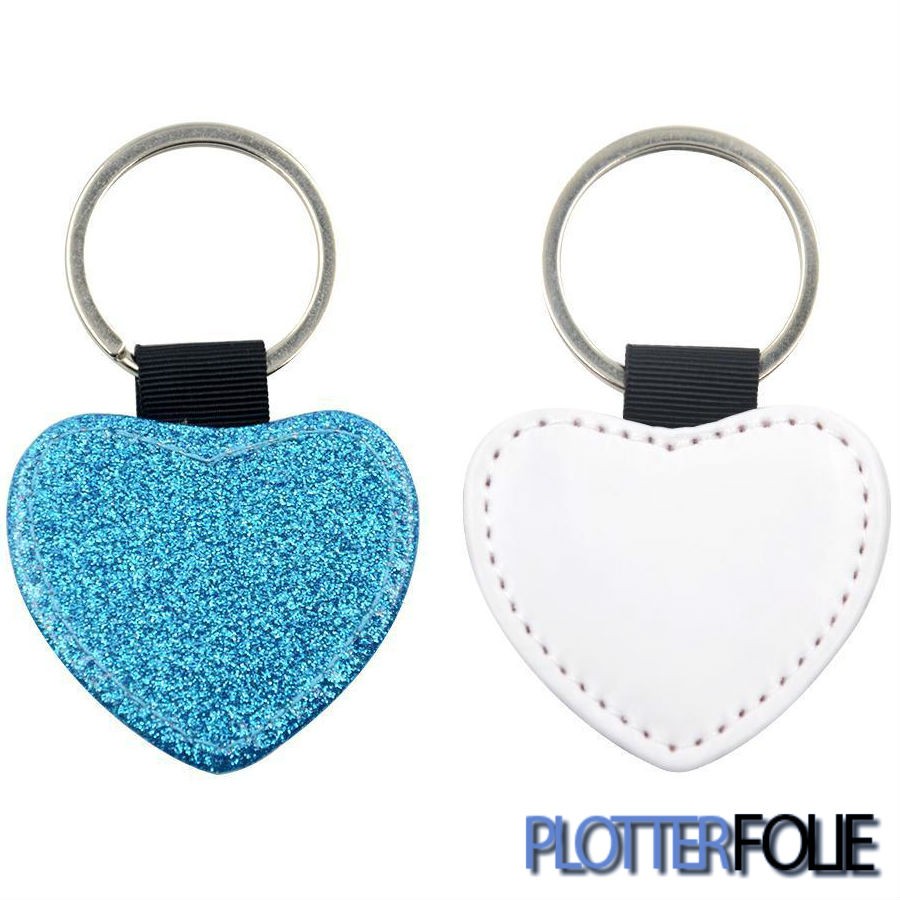 Sleutelhanger Hart Glitter Blauw