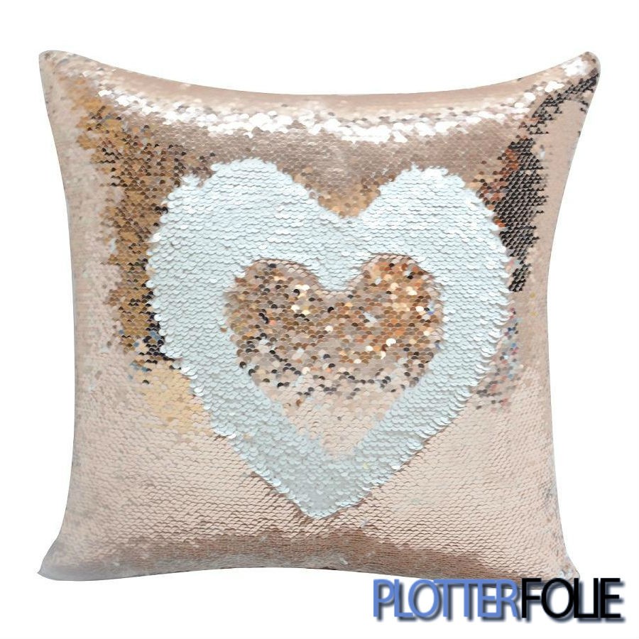 Sublimatie kussenhoes magic paillet Champagne/Wit