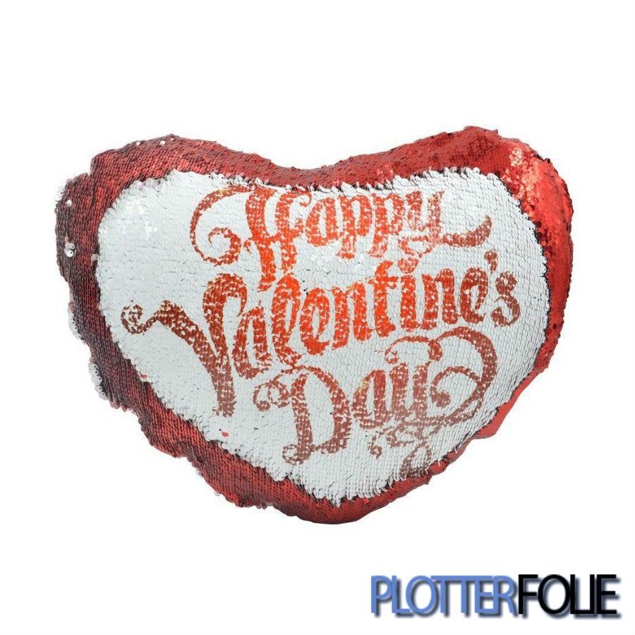 Sublimatie kussenhoes magic paillet hart Rood/Wit