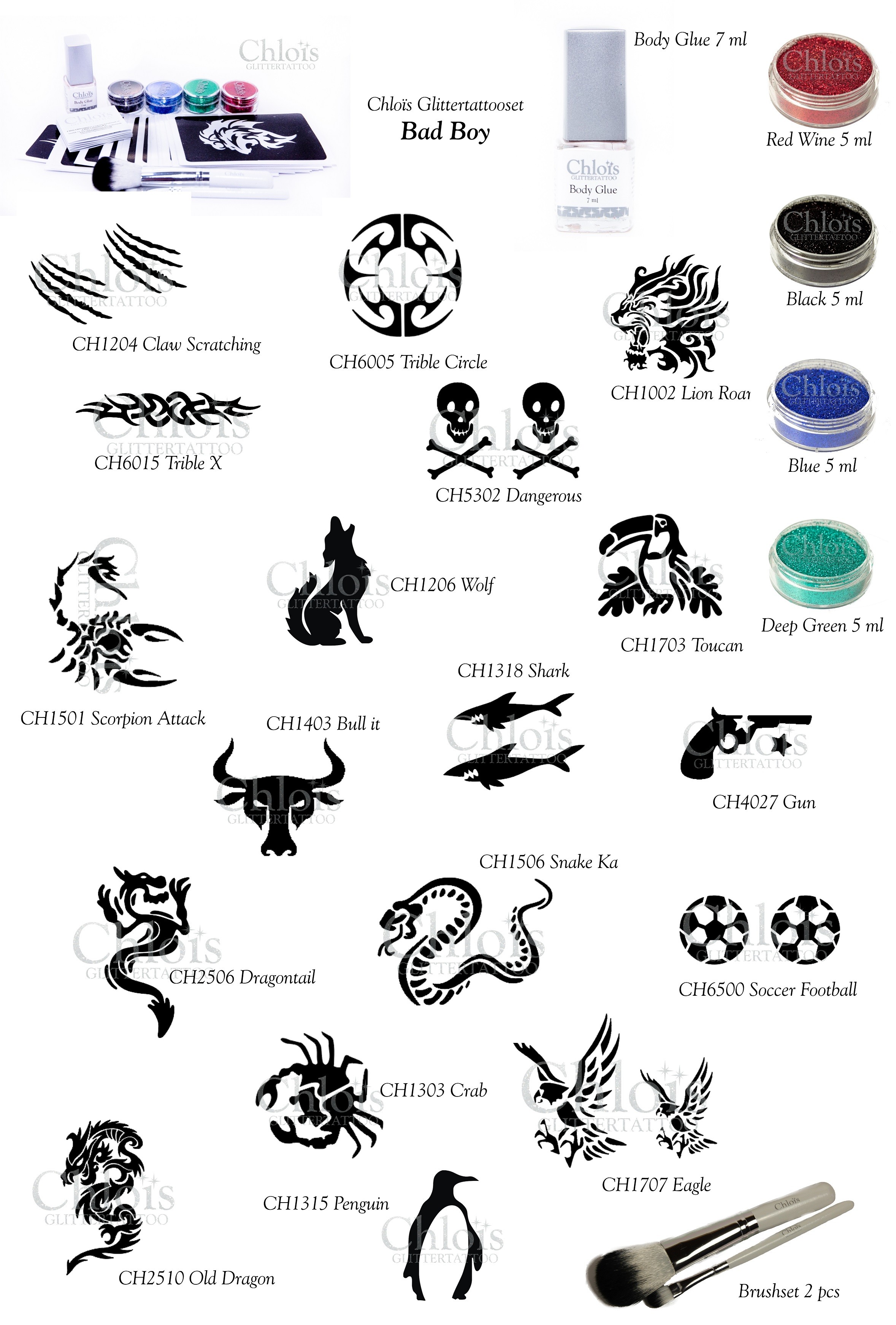 Chloïs Glittertattooset Bad Boy Chloïs Glittertattooset Bad Boy