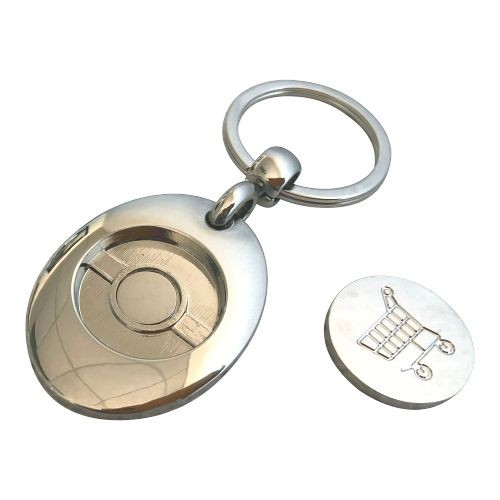 Sublimatie sleutelhanger met winkelwagen muntje